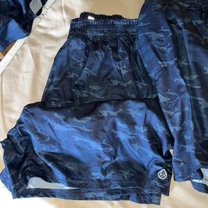 Bundle of three pair of tasc blue camo athletic/ lounge shorts. Size xxl.